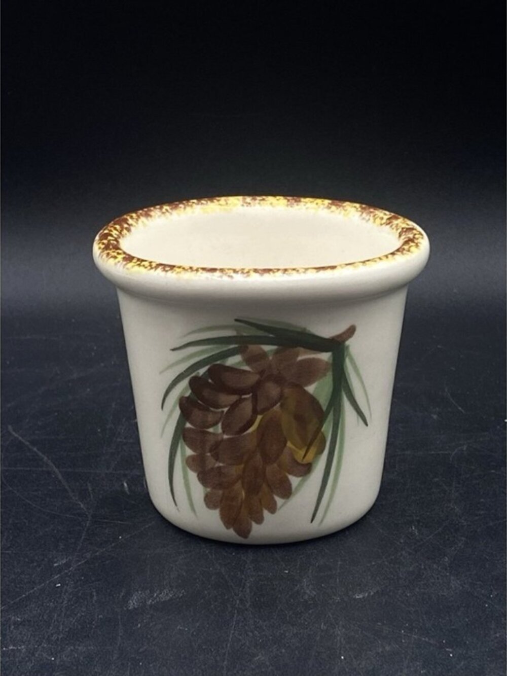 Emerson Creek Pottery 2001 Pine Cone Cabin Country Votive Candle Holder